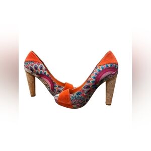 Desigual NWT Heel PCS Unique Floral Orange/Multi Coloured Size 39